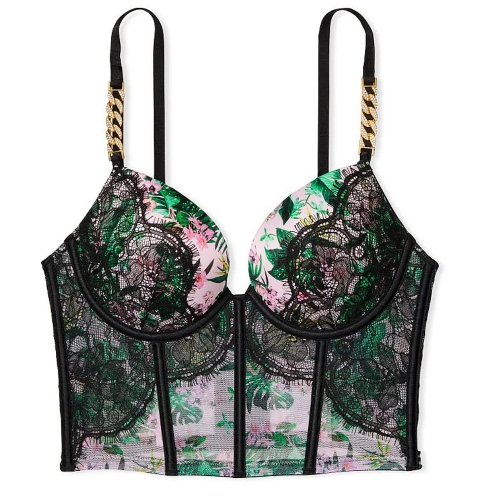 Victoria's Secret Very Sexy Corset 36DD  Push-Up LaceChainStrap Bling Whimsical